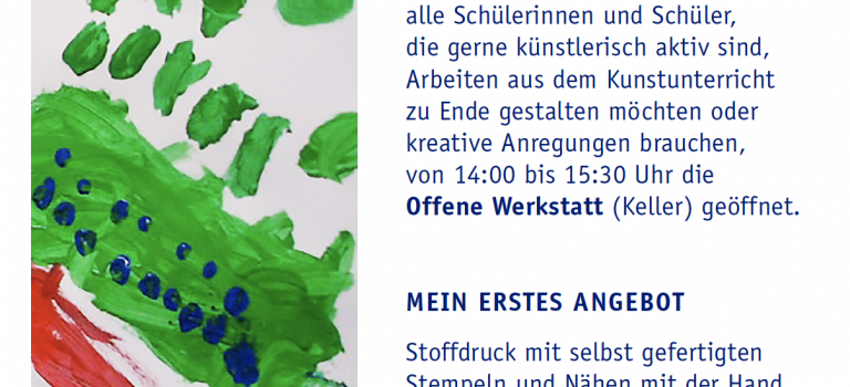 AG „Offene Werkstatt“ ab 5.9. immer dienstag 14-15.30 Uhr