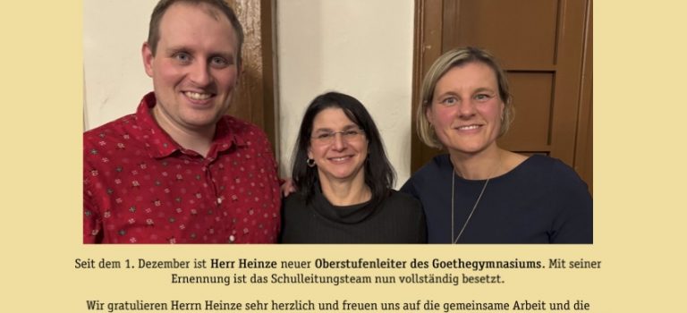 Herzlichen Glückwunsch, Herr Heinze, zum (offiziellen) Amt des Oberstufenleiters! Herzlichen Glückwunsch, Herr Heinze, zum (offiziellen) Amt des Oberstufenleiters!